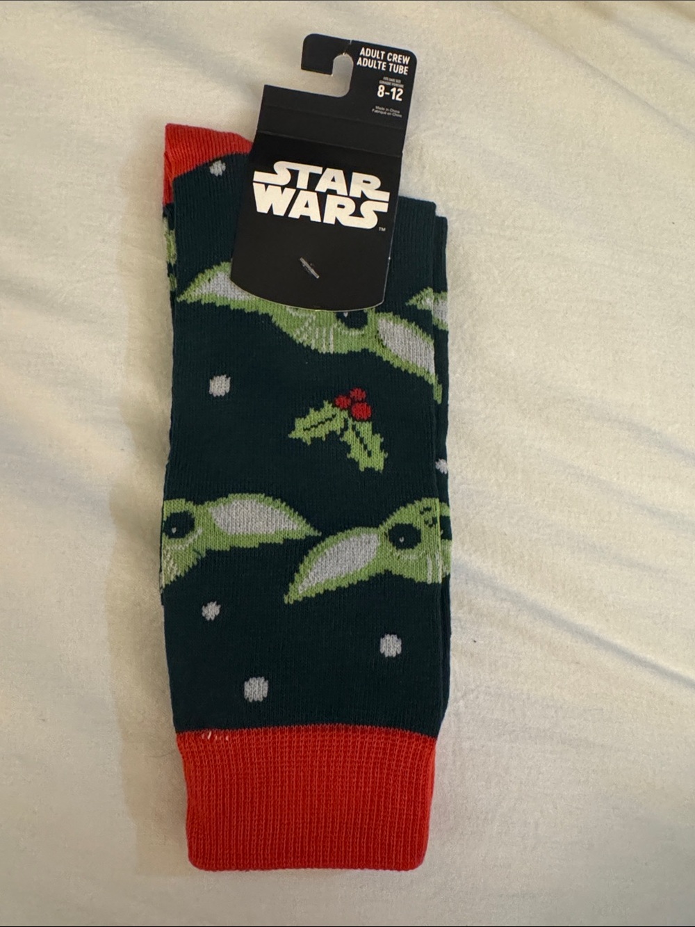 Star Wars Baby Yoda Holiday Crew Socks - Green & Red
